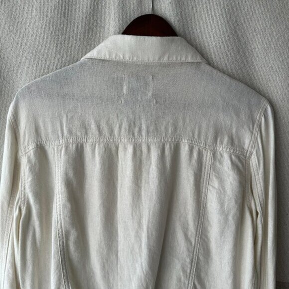 Urban Outfitters Linen Rayon Collared Classic Button-Down Jacket Off-White Large - Picture 9 of 14